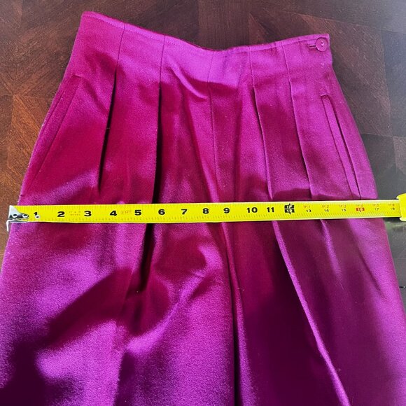 Jaeger Womens High-Waisted Pleated 100% pure Wool Trousers XS Fuchsia Pink 80's - Picture 6 of 13